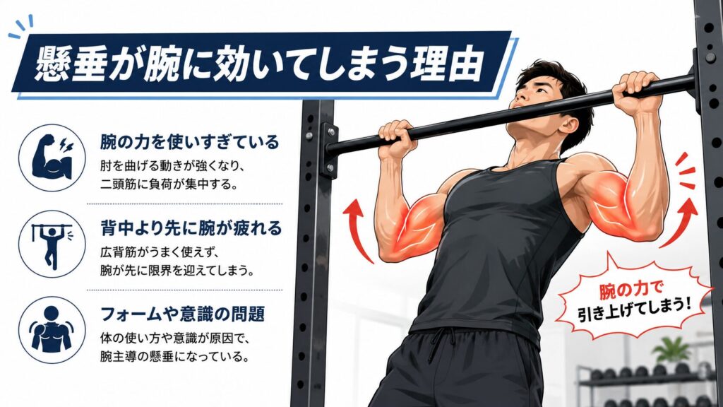 懸垂が腕に効いてしまう理由