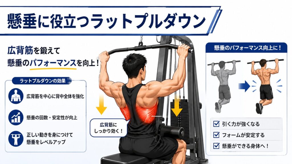 懸垂に役立つラットプルダウン