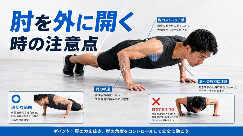 肘を外に開く時の注意点