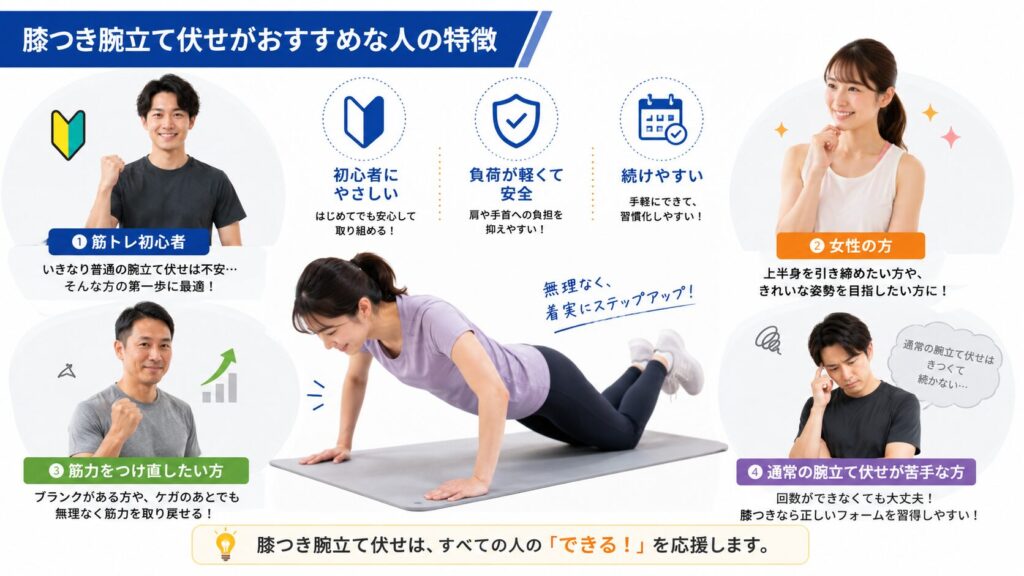 膝つき腕立て伏せがおすすめな人の特徴
