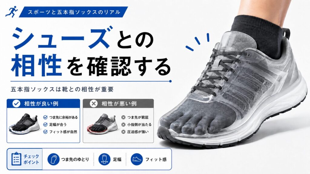 五本指ソックスとシューズの相性を確認する
